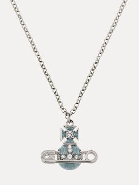 Vivienne Westwood Silver-tone Blue Enamel Orb Pendant Necklace